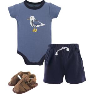 imageHudson Baby Unisex Baby Cotton Bodysuit Shorts and Shoe SetSeagull