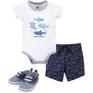 imageHudson Baby Unisex Baby Cotton Bodysuit Shorts and Shoe SetShark Expert