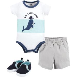 imageHudson Baby Unisex Baby Cotton Bodysuit Shorts and Shoe SetUnderwater Whale