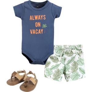 imageHudson Baby Unisex Baby Cotton Bodysuit Shorts and Shoe SetVacay