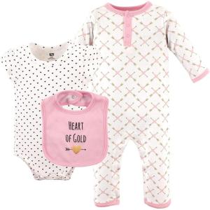 imageHudson Baby Unisex Baby Cotton Coverall Bodysuit and Bib SetHeart