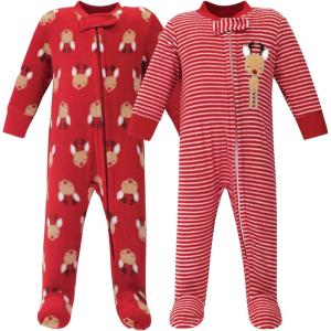 imageHudson Baby Unisex Baby Fleece Sleep and PlayRed Reindeer