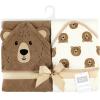 imageHudson Baby Unisex Baby Cotton Animal Face Hooded Towel Chic Bunny One SizeBrown Bear 2pack