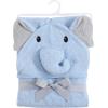 imageHudson Baby Unisex Baby Cotton Animal Face Hooded Towel Chic Bunny One SizeLight Blue Elephant