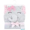 imageHudson Baby Unisex Baby Cotton Animal Face Hooded Towel Chic Bunny One SizePink Dots Pretty Elephant