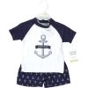 imageHudson Baby Unisex Baby Swim Rashguard SetNavy Anchor