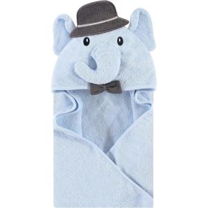 imageHudson Baby Unisex Baby Cotton Animal Face Hooded Towel Chic Bunny One SizeBlue Charcoal Elephant