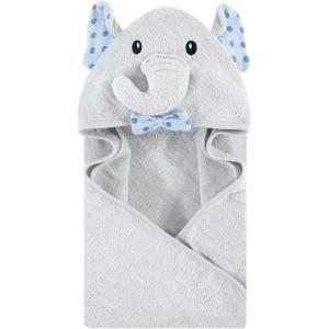 imageHudson Baby Unisex Baby Cotton Animal Face Hooded Towel Chic Bunny One SizeBlue Dots Gray Elephant
