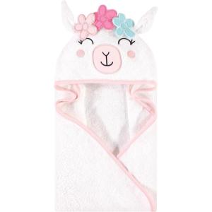 imageHudson Baby Unisex Baby Cotton Animal Face Hooded Towel Chic Bunny One SizeFlower Llama