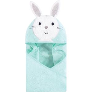 imageHudson Baby Unisex Baby Cotton Animal Face Hooded Towel Chic Bunny One SizeMint Bunny