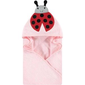 imageHudson Baby Unisex Baby Cotton Animal Face Hooded Towel Chic Bunny One SizePink Ladybug