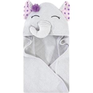 imageHudson Baby Unisex Baby Cotton Animal Face Hooded Towel Chic Bunny One SizePurple Dots Pretty Elephant