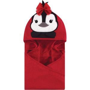 imageHudson Baby Unisex Baby Cotton Animal Face Hooded Towel Chic Bunny One SizeRed Penguin