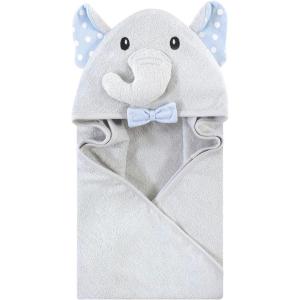 imageHudson Baby Unisex Baby Cotton Animal Face Hooded Towel Chic Bunny One SizeWhite Dots Gray Elephant