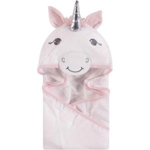 imageHudson Baby Unisex Baby Cotton Animal Face Hooded Towel Chic Bunny One SizeWhite Unicorn
