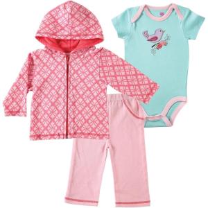 imageHudson Baby Unisex Baby Cotton Hoodie Bodysuit or Tee Top and Pant SetBird