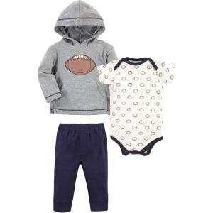 imageHudson Baby Unisex Baby Cotton Hoodie Bodysuit or Tee Top and Pant SetFootball Baby