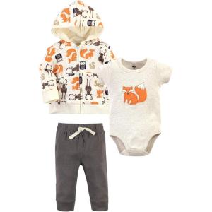 imageHudson Baby Unisex Baby Cotton Hoodie Bodysuit or Tee Top and Pant SetForest Baby