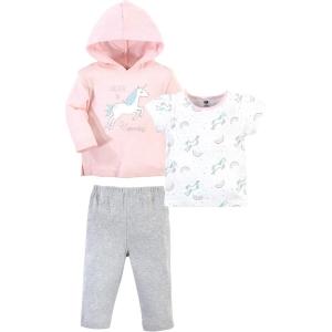 imageHudson Baby Unisex Baby Cotton Hoodie Bodysuit or Tee Top and Pant SetGlitter Unicorn Toddler