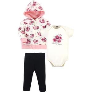 imageHudson Baby Unisex Baby Cotton Hoodie Bodysuit or Tee Top and Pant SetRose Baby