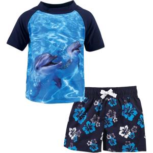 imageHudson Baby Unisex Baby Swim Rashguard SetBoy Dolphin