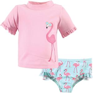 imageHudson Baby Unisex Baby Swim Rashguard SetFlamingo