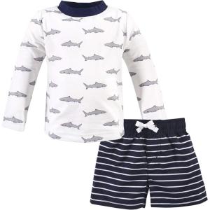 imageHudson Baby Unisex Baby Swim Rashguard SetGray Shark