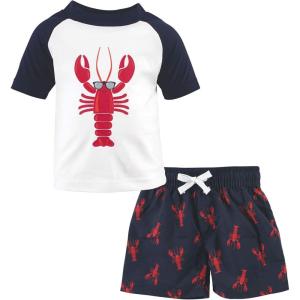 imageHudson Baby Unisex Baby Swim Rashguard SetLobster