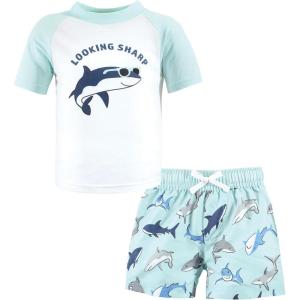 imageHudson Baby Unisex Baby Swim Rashguard SetLooking Sharp Shark