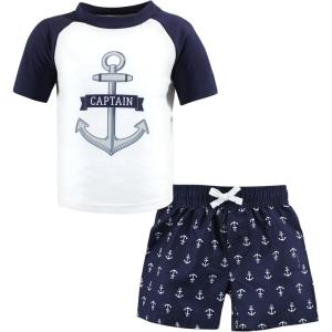 imageHudson Baby Unisex Baby Swim Rashguard SetNavy Anchor