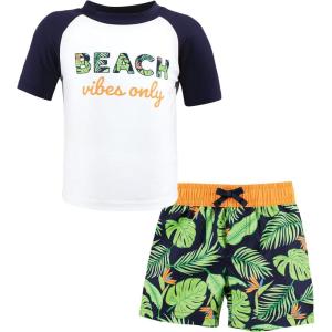 imageHudson Baby Unisex Baby Swim Rashguard SetNavy Palm