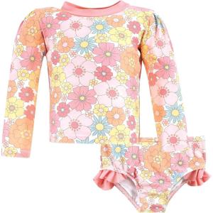 imageHudson Baby Unisex Baby Swim Rashguard SetPeace Love Flowers