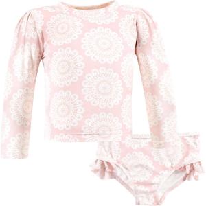 imageHudson Baby Unisex Baby Swim Rashguard SetPink Doily