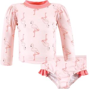 imageHudson Baby Unisex Baby Swim Rashguard SetPink Flamingo