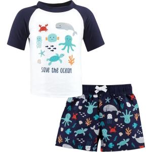 imageHudson Baby Unisex Baby Swim Rashguard SetSea Characters