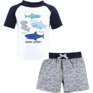 imageHudson Baby Unisex Baby Swim Rashguard SetShark Expert