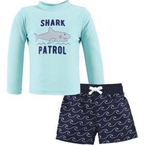imageHudson Baby Unisex Baby Swim Rashguard SetShark Patrol