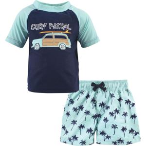 imageHudson Baby Unisex Baby Swim Rashguard SetSurf Car