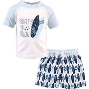 imageHudson Baby Unisex Baby Swim Rashguard SetSurfs Up