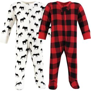 imageHudson Baby Unisex Baby Thermal Zipper Sleep Acorn BotanicalBuffalo Plaid Moose
