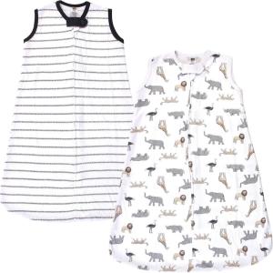 imageHudson Baby Unisex BabyCotton Sleeveless Wearable Sleeping Bag Sack BlanketModern Neutral Safari