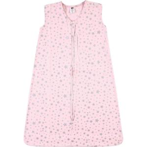 imageHudson Baby Unisex BabyCotton Sleeveless Wearable Sleeping Bag Sack BlanketSilver Pink Star