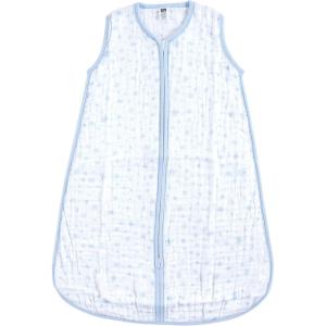 imageHudson Baby Unisex BabyMuslin Cotton Sleeveless Wearable Sleeping Bag Sack BlanketBlue Stars
