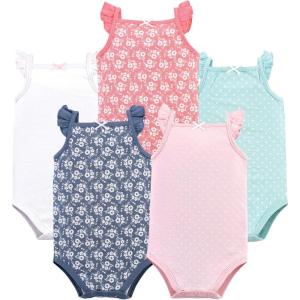 imageHudson Baby Unisex Baby Cotton Sleeveless BodysuitsBasic Dot Floral
