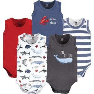 imageHudson Baby Unisex Baby Cotton Sleeveless BodysuitsBoy Sea Creatures