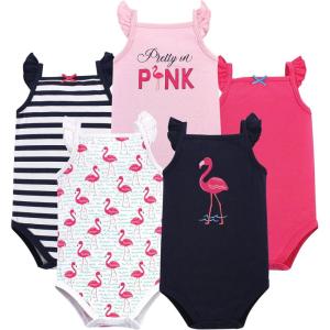 imageHudson Baby Unisex Baby Cotton Sleeveless BodysuitsBright Flamingo