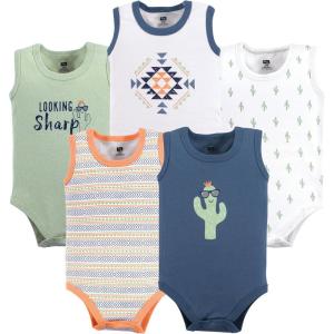 imageHudson Baby Unisex Baby Cotton Sleeveless BodysuitsCactus