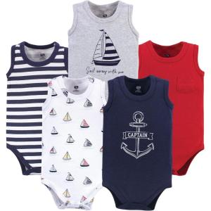 imageHudson Baby Unisex Baby Cotton Sleeveless BodysuitsCaptain