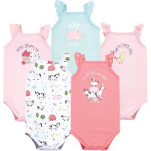 imageHudson Baby Unisex Baby Cotton Sleeveless BodysuitsGirl Farm Animals
