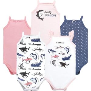 imageHudson Baby Unisex Baby Cotton Sleeveless BodysuitsGirl Shark Types